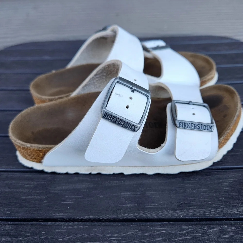 Birkenstock Arizona Kids White Sandals Shoes Kids Girls Size 28